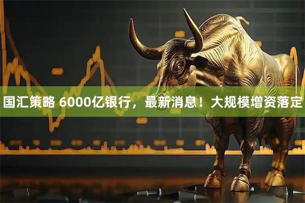 国汇策略 6000亿银行，最新消息！大规模增资落定