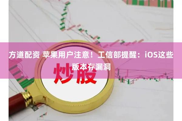 方道配资 苹果用户注意！工信部提醒：iOS这些版本存漏洞